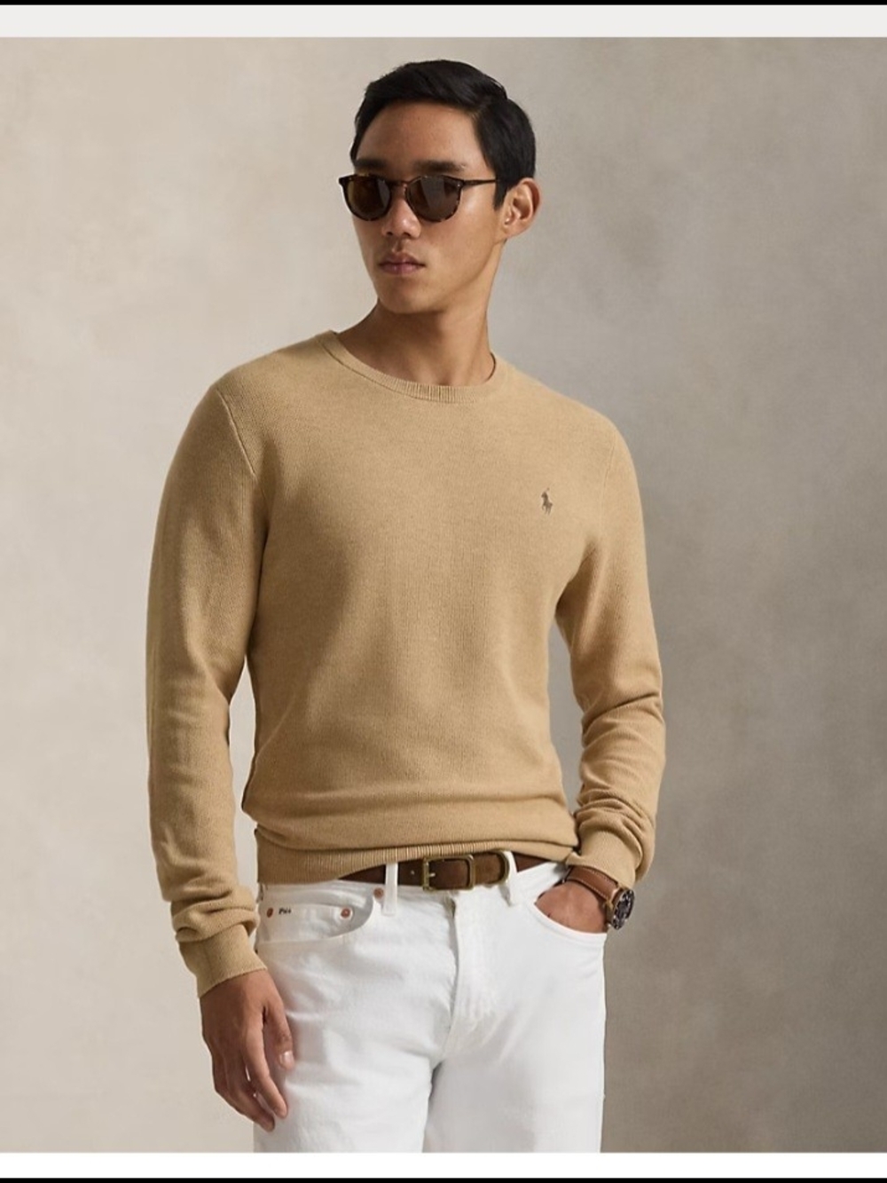 Polo Ralph Lauren V-Neck Pima Cotton Sweater Sz M Old Money Quiet Luxury